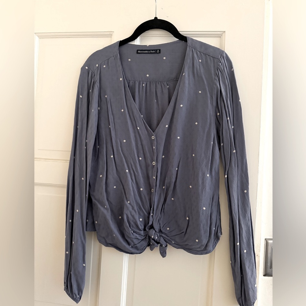 Abercrombie & Fitch Polka Dot Tie Front Blouse Small